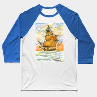 ship sailing in the sense colorful warm colors seascape acrylic painting Baseball T-Shirt